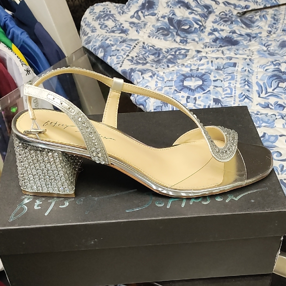 Betsey Johnson Silver Crystal Heels
